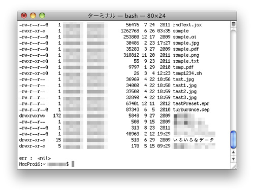 Go言語を使ったプログラムの実行結果